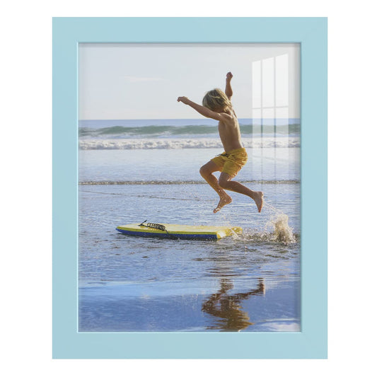 Renditions Gallery 8x10 inch Picture Frame High-end Modern Style, Made of Solid Wood and High Definition Glass Ready for Wall and Tabletop Photo Display, Blue Frame