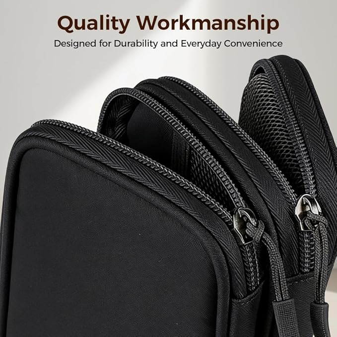 Qeuxv 2026 Travel Cable Organizer Pouch, Electronic Accessories Carry Case, Portable Waterproof Double Layers All-in-One Storage Bag for Cable, Charger, Mobile phone, Headphones (Pink)