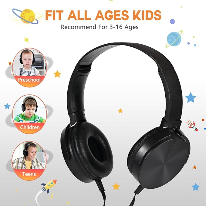 Bulk Earbud Headphones 24 Pack for School Classroom Kids, Wholeslae Wired Durable Earphones Class Set for Students Children Toddler Teens Boys Girls and Adult (HY450, 24 Black)