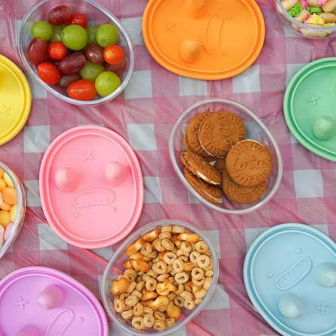 2-in-1 No-Mess Snack Container, Portable Food Storage Boxs, Reusable Snack Finger Box, Leak-Proof Silicone Lid Snacks Container, Keep Hands Clean, for Ideal for Travel, Office, Camping (Blue)