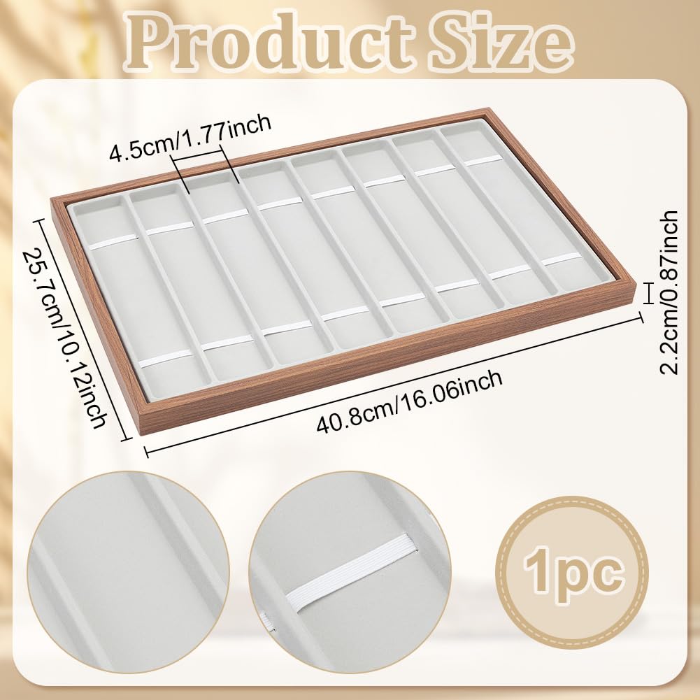 PH PandaHall 8-Slot Watch Band Organizer, Wooden Watch Strap Storage Case Watches Band Box Display Tray with Clear Acrylic Lid for Men Women Home Store Holiday Gifts, 16x10x0.87 inch