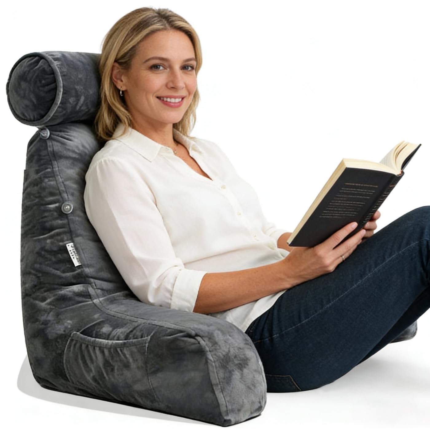 mittaGonG Reading Pillow Neck Support Arm Pockets Adult Bed Back Support