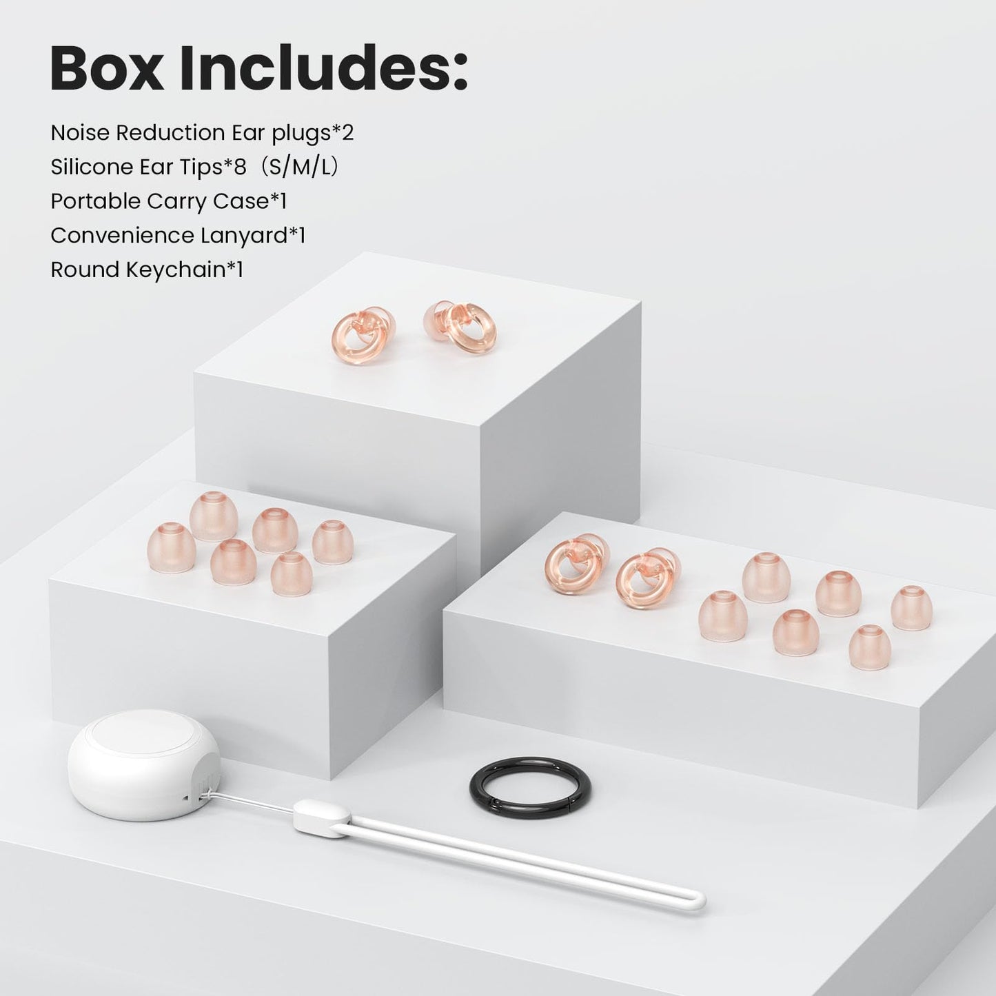 JUSTRVN Ear Plugs for Concert, 2 Pairs of Noise Reduction Earplugs 25dB-30dB with 8 Ear Tips&Carry case,Reusable Hearing Protection earplugs for Sleep,Social,Work,Focus&Noise Sensitivity