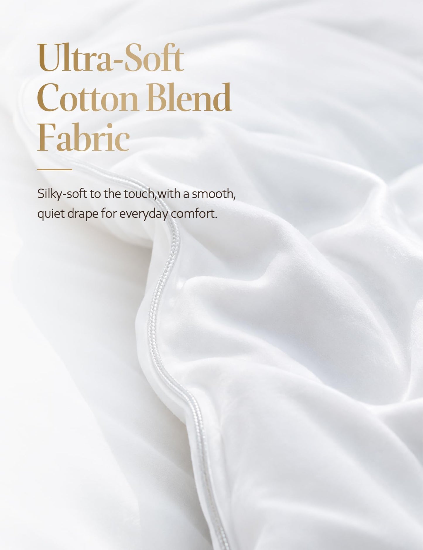 DWR Luxury King Down Feather Fibers Comforter, Ultra-Soft Cotton Blend Fabric, Medium Weight for All Season Hotel Style Fluffy Duvet Insert with Ties (106x90 Inches, White)