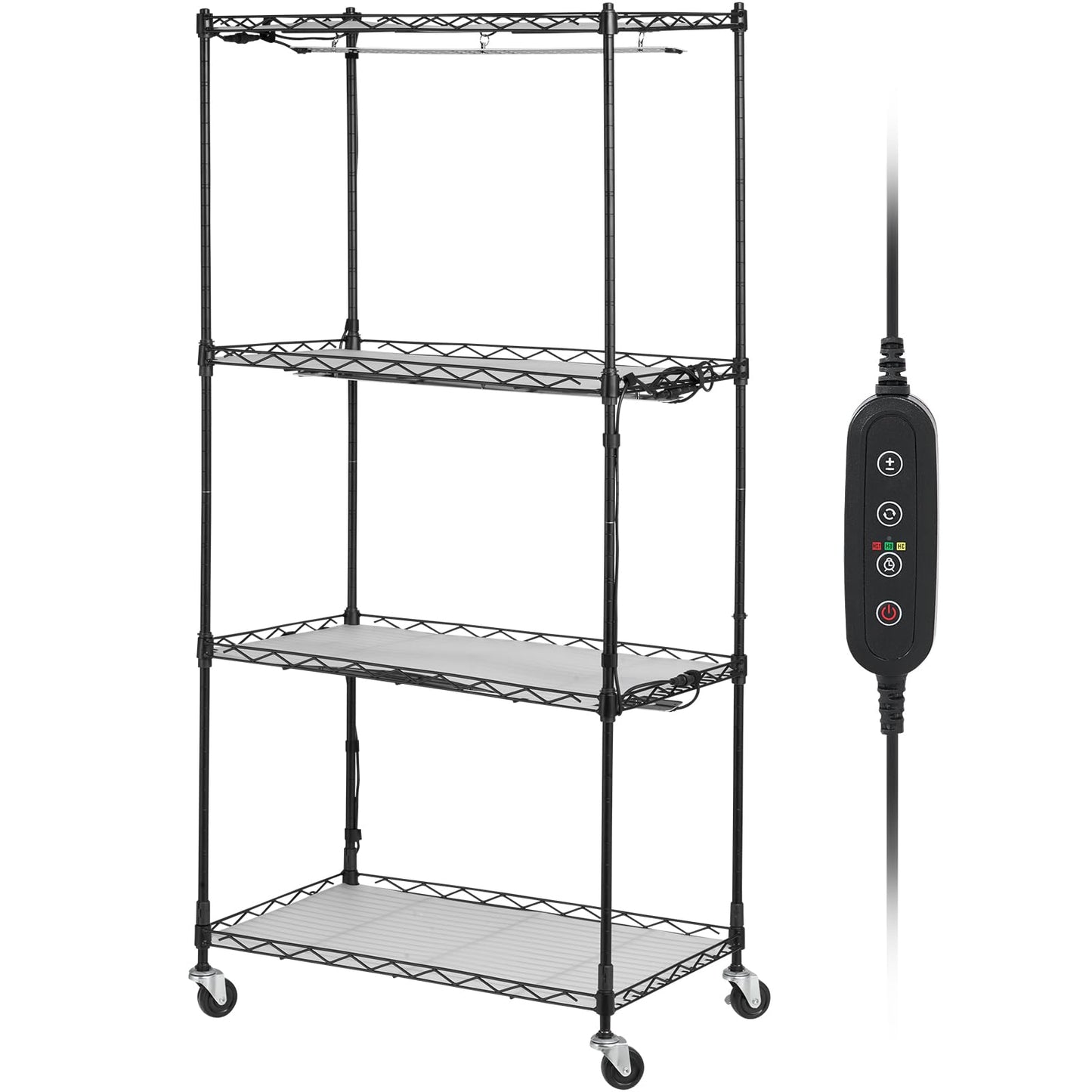 VEVOR Plant Stand with Grow Light, 4-Tier Plant Shelfwith 45W Full Spectrum LED, 3 Mode Plant Light with Timer and Wheel for Seed Starting, Metal Plant Rack for Indoor Plants