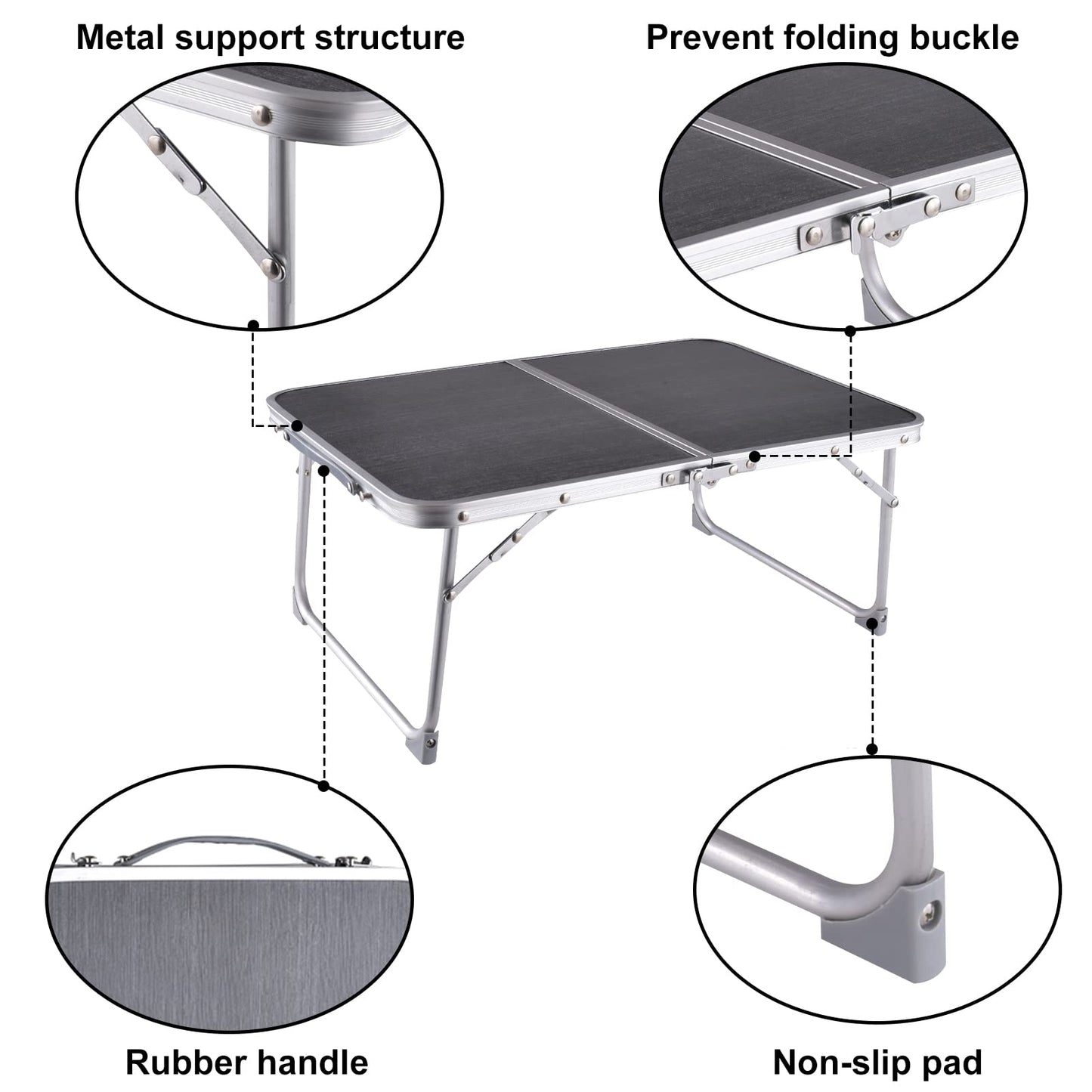 Foldable Laptop and Bed Table with Storage - Portable Mini Lap Desk for Legs, Ideal for Study, Reading, Picnic, Breakfast & Early Summer Camping