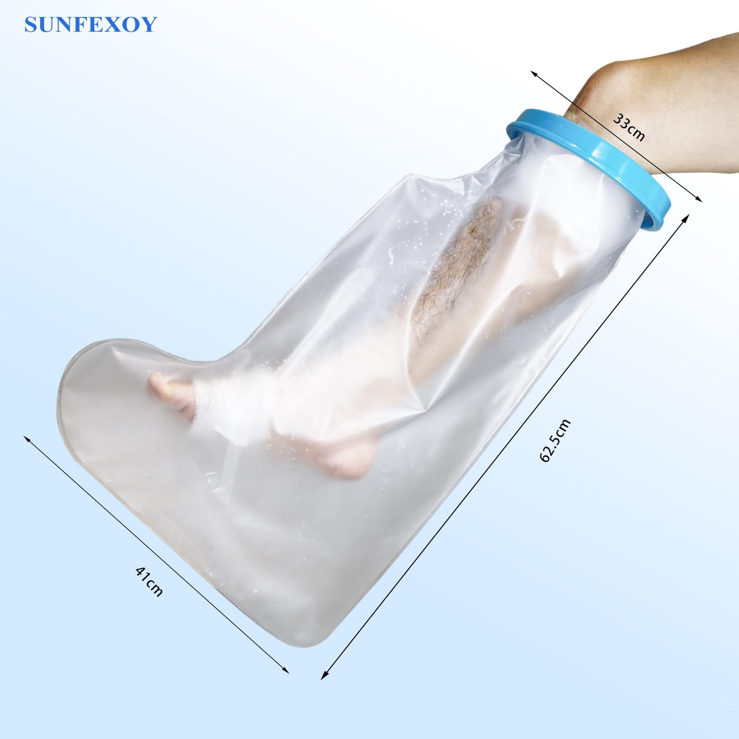SUNFEXOY Adult Lower Leg Waterproof Protection Cover Suitable for showering while recovering from leg fractures,bandaging,or post-operative care,a breathable and reusable adult waterproof mold cover, accompanied by a drying clamp