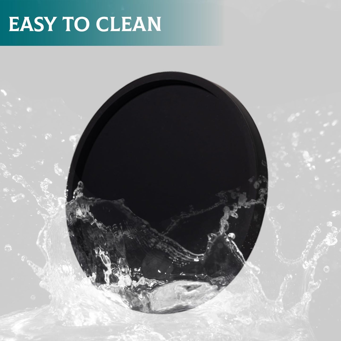 Silicone Bathroom Tray Coffee Table Decor Perfume Organizer, 9" Black