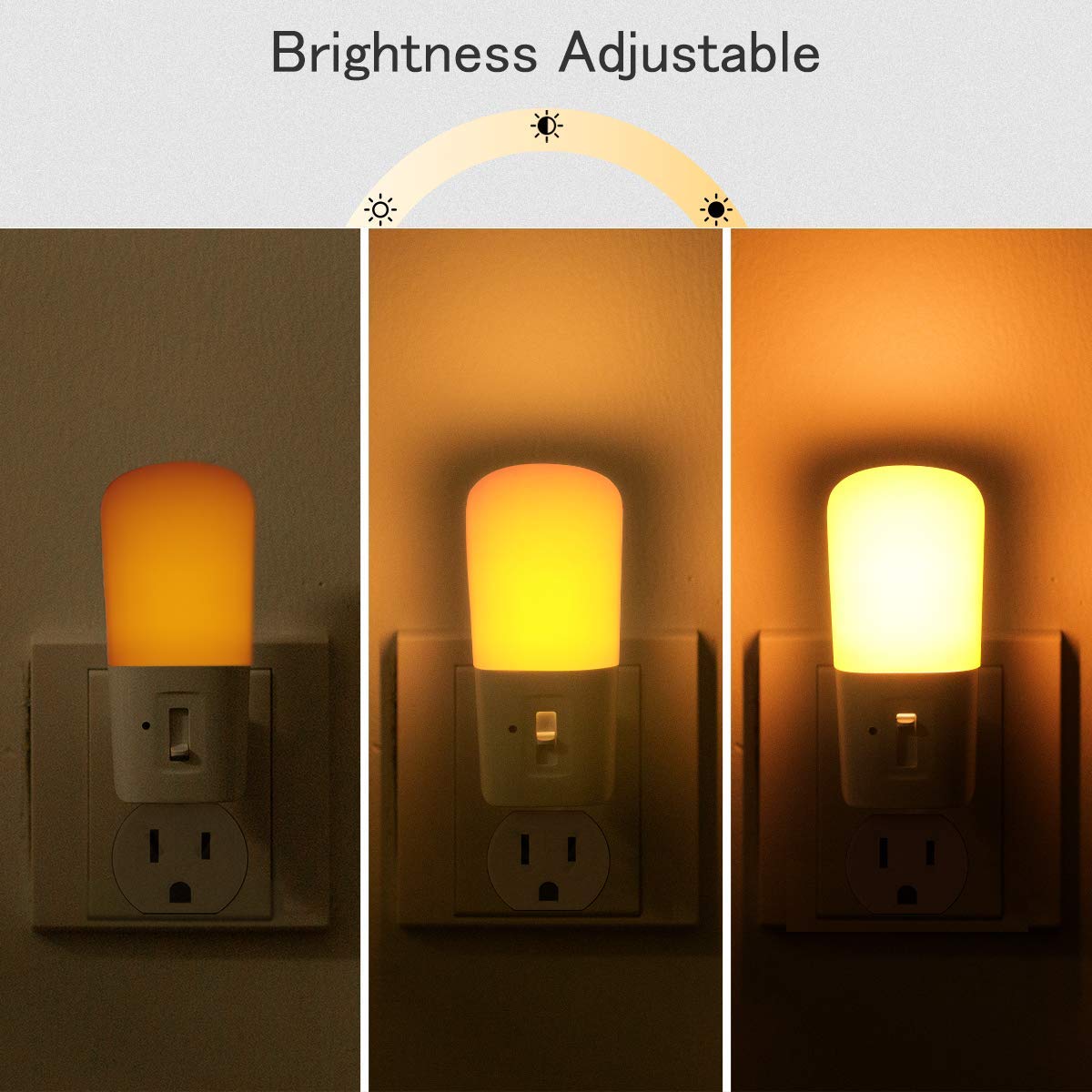LOHAS Plug in Night Light, Dimmable LED Night Light with Dusk to Dawn Sensor, 5-80LM Sleep Aid Mini Light for Nursery Kids, 4 Pack