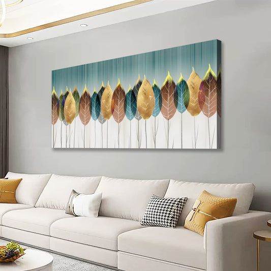 Colorful leaves Pictures Canvas Wall Art for Living room Bedroom or Bathroom Wall Decor,Abstract leaves Wall Art Print Paitnings for home Decor,Abstract painting Waterproof Stretched Ready to