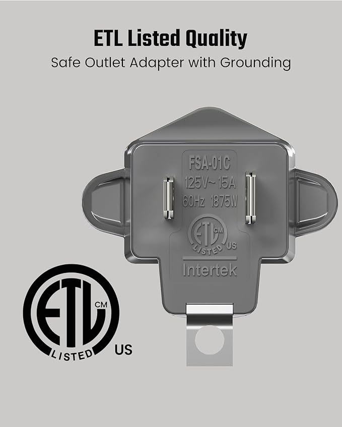 2 Prong to 3 Prong Outlet Adapter, SUPERDANNY ETL Listed 3-2 Prong Adapter, Fire-Retardant (392℉) PBT Material, Heavy Duty Wall Plug Adapter for Old Homes, Travel to Japan, Gray, 6-Pack