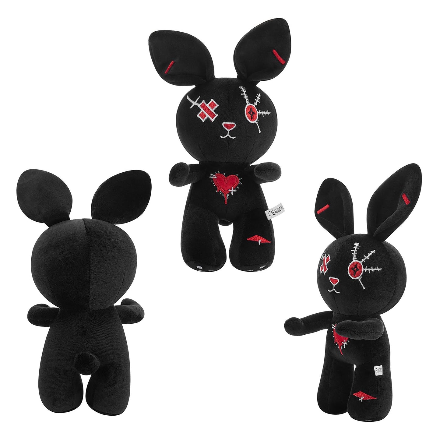 Nuokin Christmas Halloween Bunny Easter Basket Fillers for Kids Gifts Plush Toy Stuffed Rabbit for Boys and Girls Classroom Hunting Egg Decoration (Black)