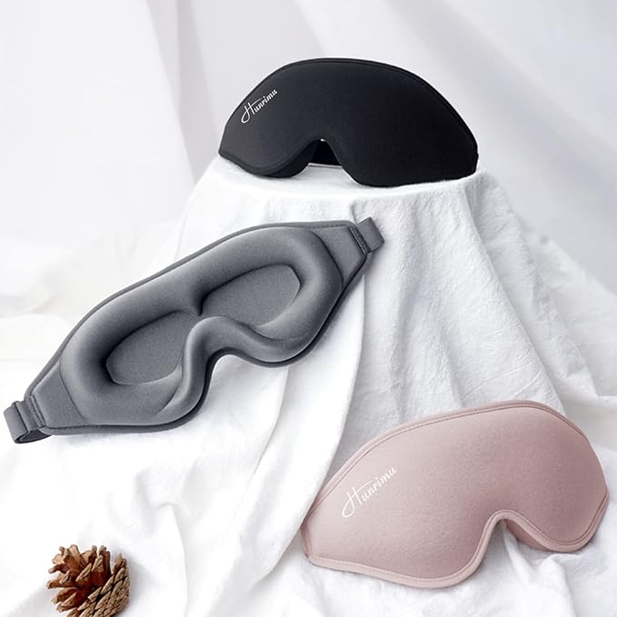 Sleep Eye Mask for Women Men, Soft and Comfortable Night Eye Mask for Sleeping, 3D Blockout Eye Cover for Travel, Blindfold with Adjustable Strap (Black)