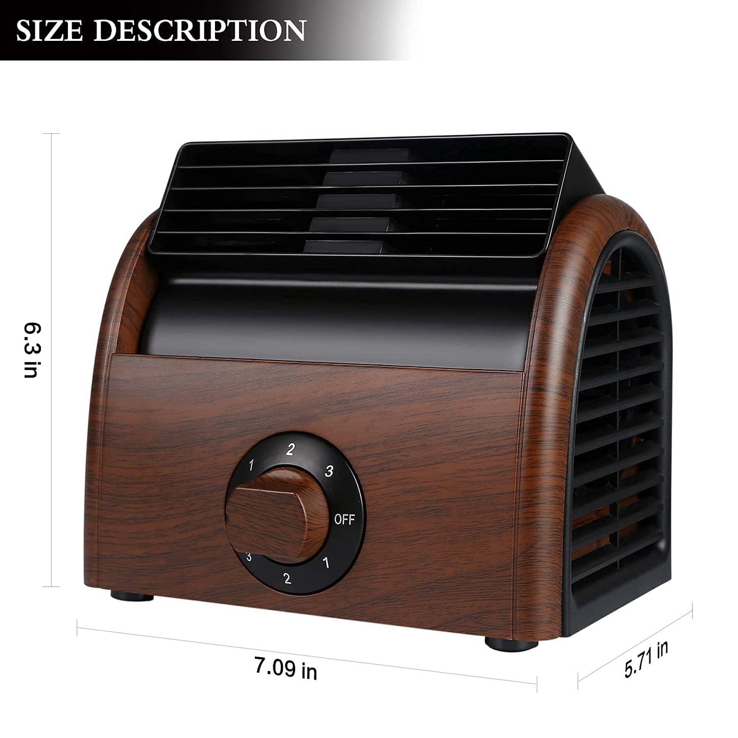 POOCCI Desk Fan Personal Quiet Powerful Small Table Fans Retro Bladeless Fans for Home Office Bedroom Bedside with 3 Speeds
