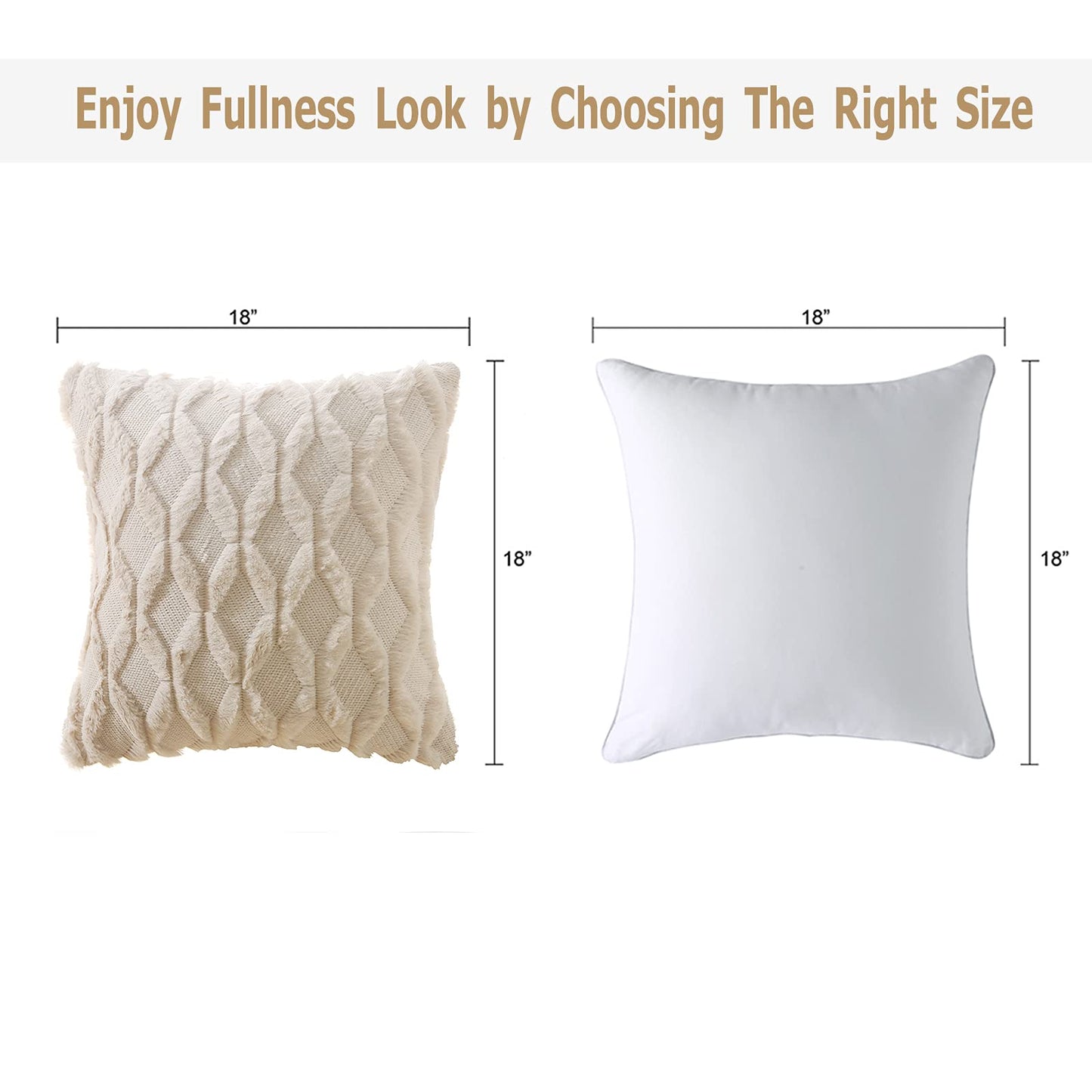 Volcanics Pack of 2 Faux Wool Throw Pillow Covers 24x24 Inches Decorative Farmhouse Velvet Couch Pillow Case Soft Plush Square Boho Cushion Pillowcase, Beige