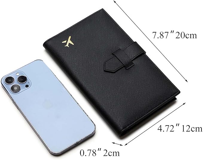 Waterproof Family Passport Organizer with RFID Blocking Genuine Leather Document Holder Card Slots Travel Wallet for Women Men Black (Brown)