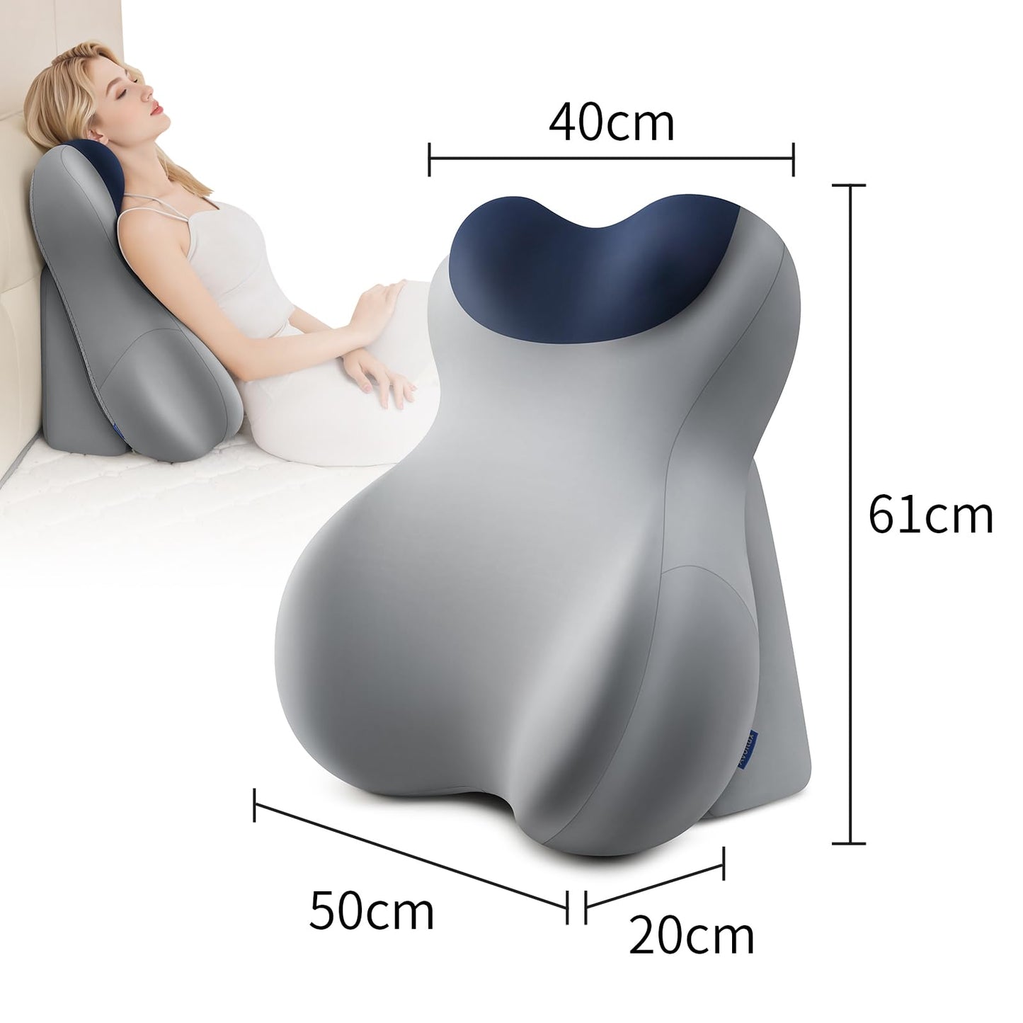 Avoilux Reading Pillow for Adults, Bed Backrest Cushion, Back Support Pillow for Sitting Up, Removable Washable Cover, Wedge Pillow for Bed, Sofa, Couch, Floor Use