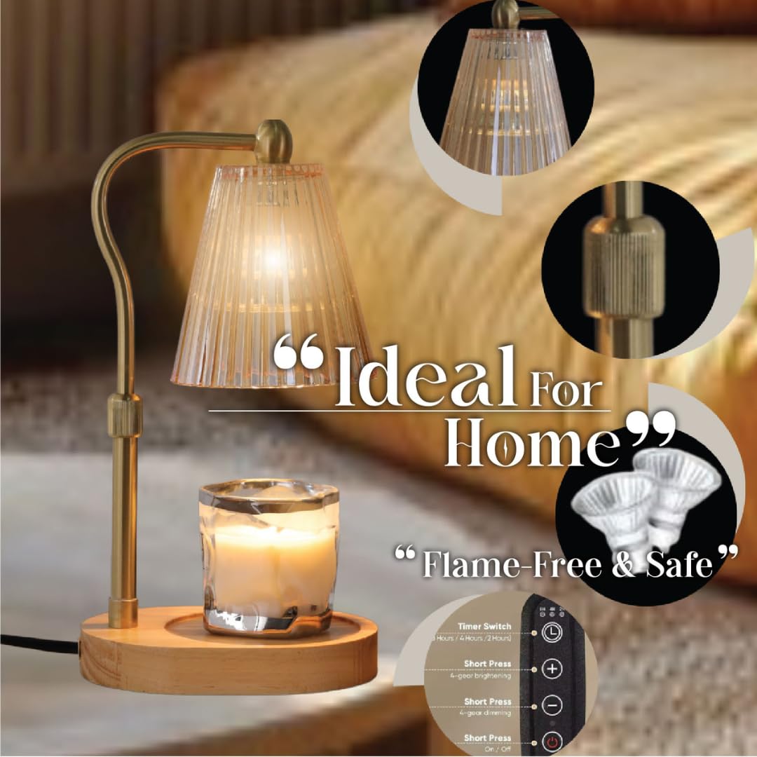 Kmok Candle Warmer Lamp with Timer Dimmable, Birthday Gifts for Women Mom, House Warming Gifts New Home Decor, Wax Melt Warmer for Jar Candles with 2 Bulbs