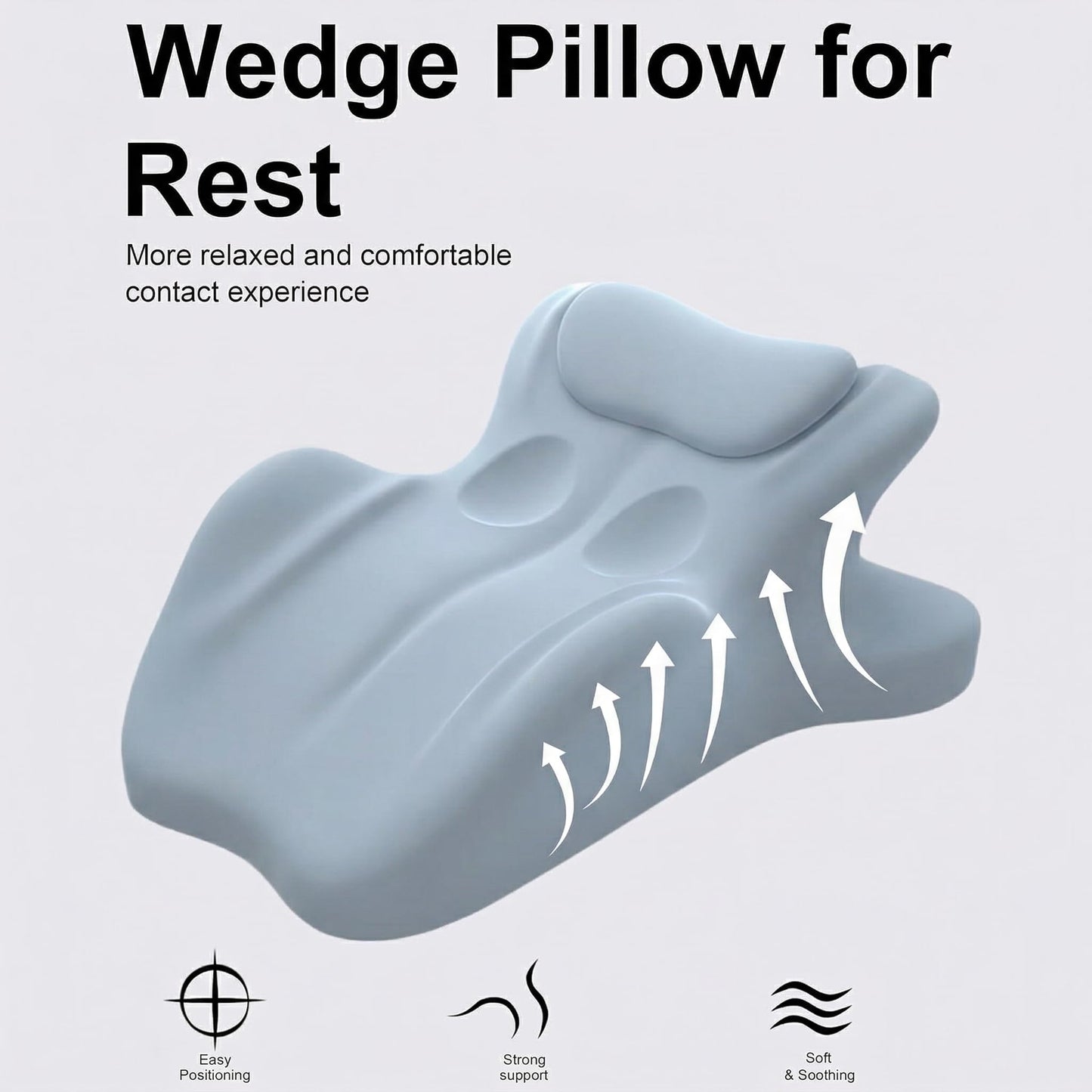 LizhSynergy Contoured Support Ergonomic, Memory Foam Wedge Pillow, 27° Angled Support for Waist and Neck, Multi-Position Support Pillow (Blue)
