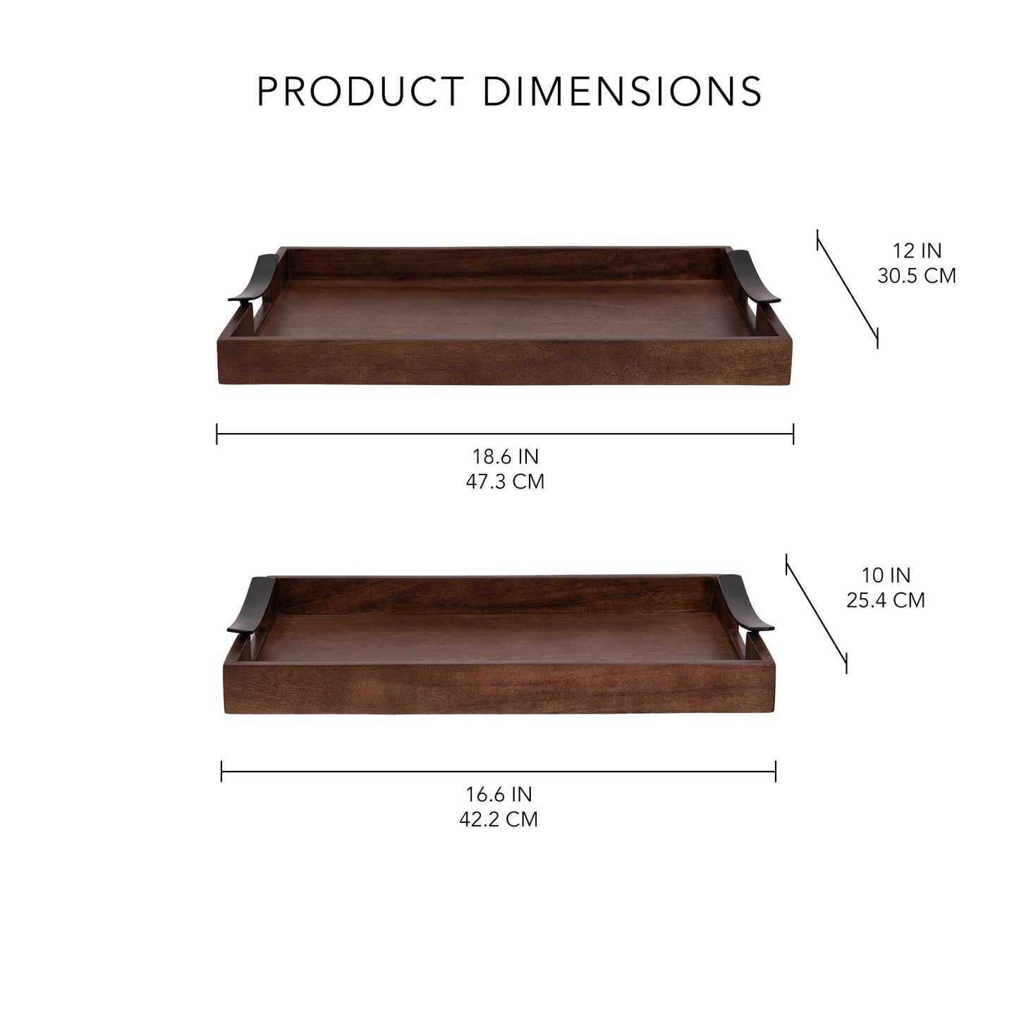 Ellementry Wooden Serving Tray Set – Decorative Tray for Coffee Table, Kitchen & Dining, Serving Platters, Breakfast & Snack Tray