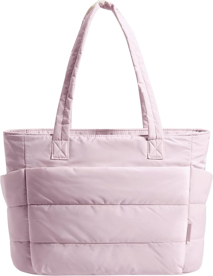 BAGSMART Tote Bag for Women, Lightweight Puffy Tote Bag with Compartments Shoulder Bag Handbag for Travel, Work, Gym