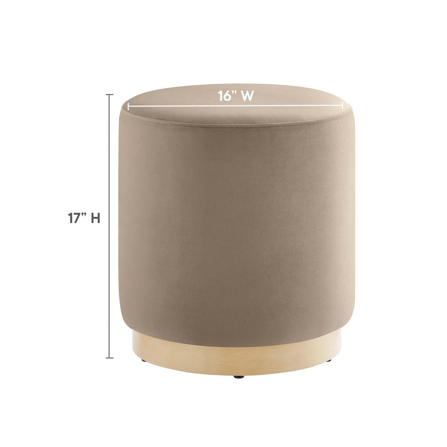 Modway 16" Round Performance Velvet Upholstered Upholstered Ottoman