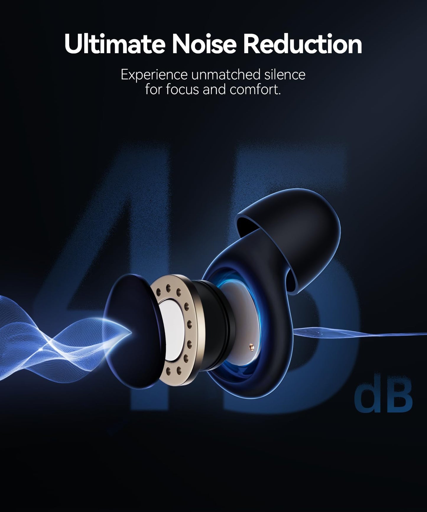 Toapex Ear Plugs for Sleeping 45dB Ultra-Comfort Noise Cancelling Earplugs for Sleep, Deep Focus, Travel, Noise Reduction Ear Plugs for Snoring, Side Sleepers, Reusable