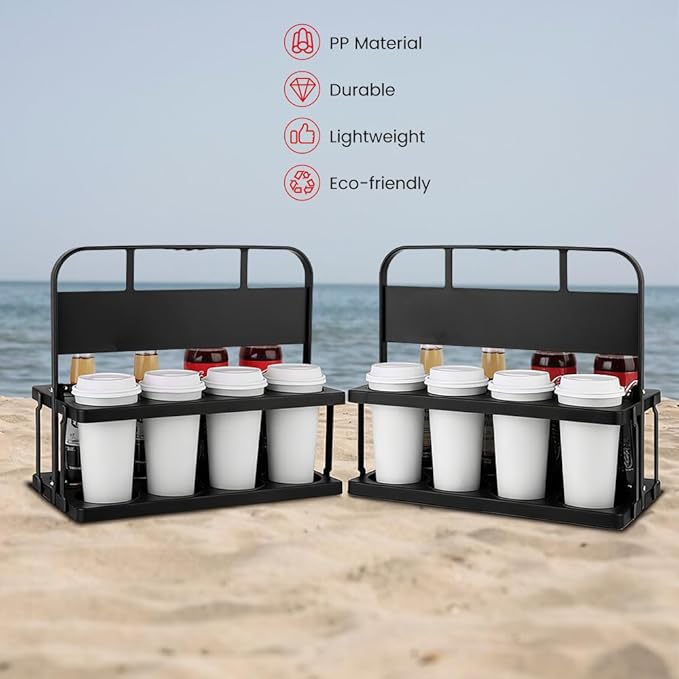 Reusable Drink Carrier with Handle for Food Delivery Drivers, Portable 8 Cup/Coffee Holder Accessories for Delivery, Foldable Drinks Caddy with Tray, Car Durable Plastic Festive Bottle, Vacation