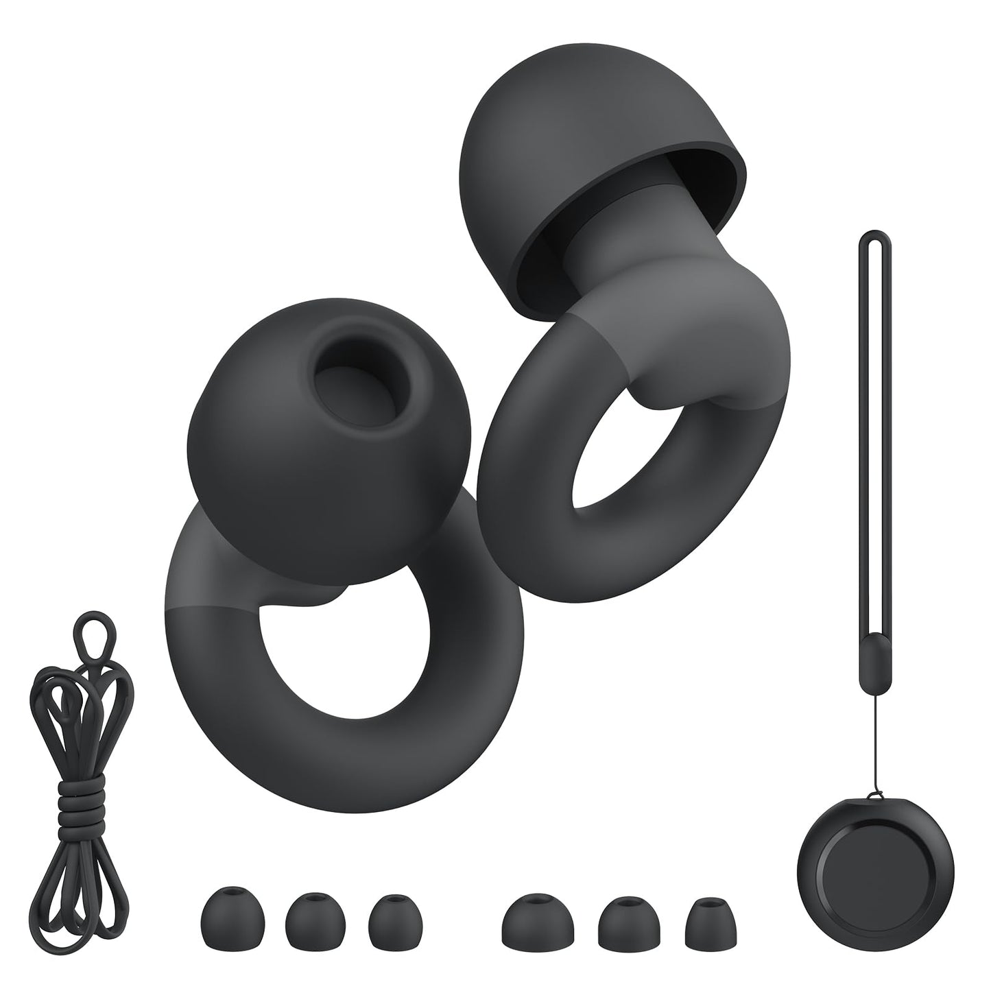 JUSTRVN Earplugs for Sleeping,Noise Reduction Soft Silicone Ear plugs with 7 Pairs Ear tips&One Connection Cord,Hearing Protection Reusable Earplugs for Sleeping,Concert,Work&Sound Reduction 25dB-30db