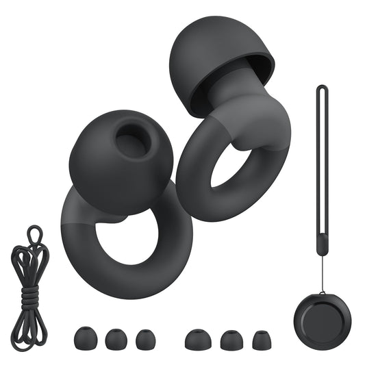 JUSTRVN Earplugs for Sleeping,Noise Reduction Soft Silicone Ear plugs with 7 Pairs Ear tips&One Connection Cord,Hearing Protection Reusable Earplugs for Sleeping,Concert,Work&Sound Reduction 25dB-30db