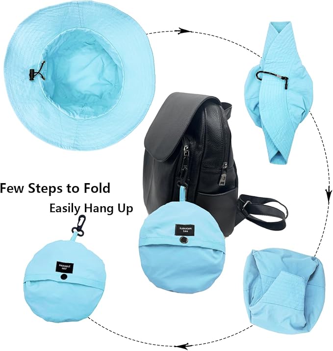 woogwin Waterproof Bucket Rain Hat with Chin Strap Quick Dry Packable Boonie Sun Hat Safari Hat UV Protection