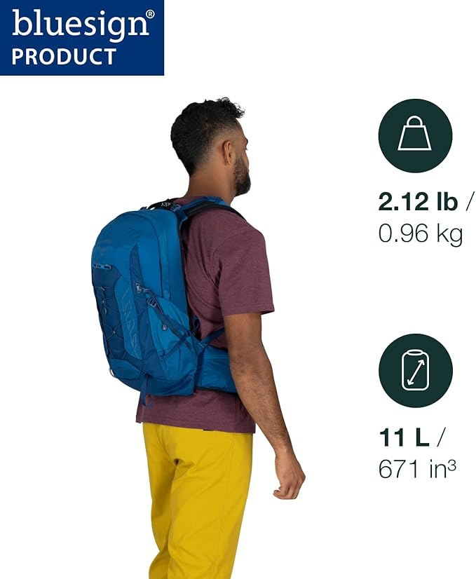 Osprey Talon 11L Men's Lightweight Hiking Backpack - Small Daypack for Travel & Camping, Frosty Mint Green/Night Shift