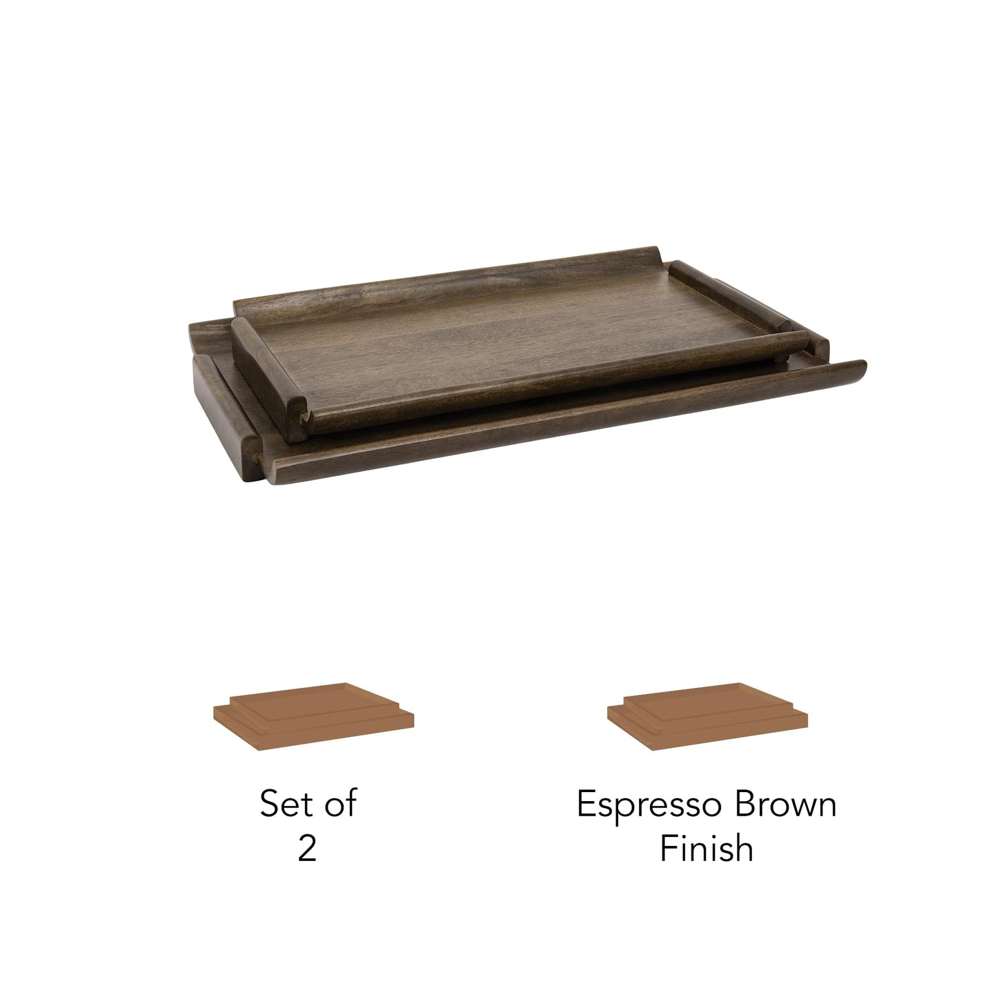 Ellementry Wooden Serving Tray Set – Decorative Tray for Coffee Table, Kitchen & Dining, Serving Platters, Breakfast & Snack Tray