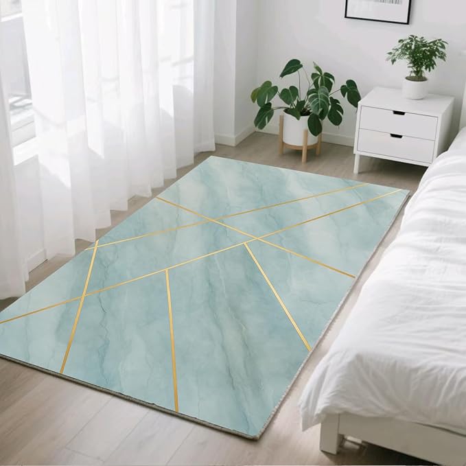 Minimalist Marble Rug - 3x6 Runner Rug, Abstract Line MarbleModern Geometric Bedside Rugs, Washable & Non Slip Carpet Home Decor