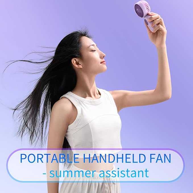 Mini Portable Fan 2 Pack, Cute Handheld Fan Battery Operated Lightweight Small Personal Fan with 3 Speeds and USB Rechargeable Eyelash Fan for Stylish Girl Kids Women Men Office Outdoor Travel Camping
