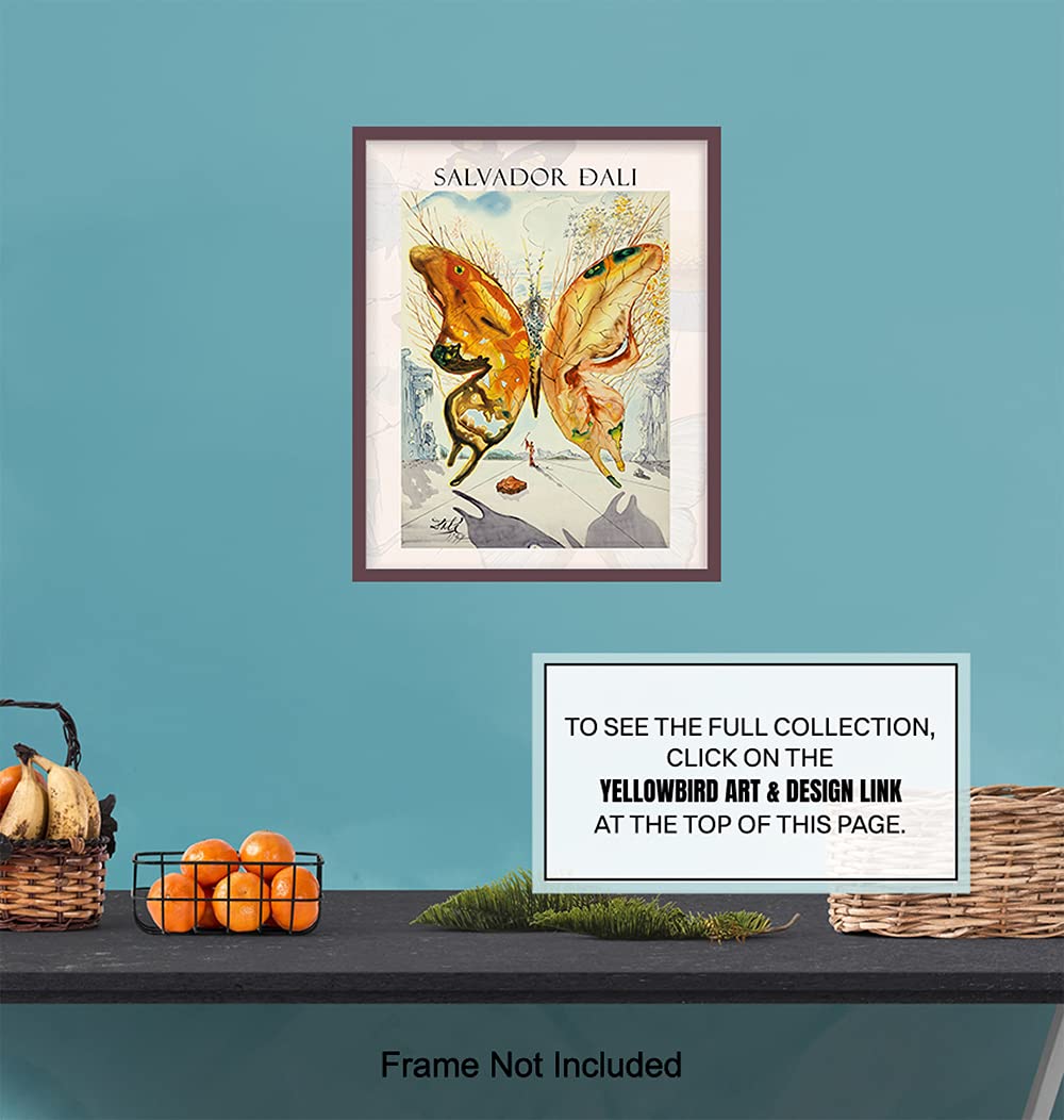 Salvador Dali Wall Art & Decor Print - Gallery Wall Art - Museum Poster - Modern Surrealism Artwork - Contemporary Print - Butterfly Picture - Living Room, Bedroom - Women, Men, Housewarming Gift