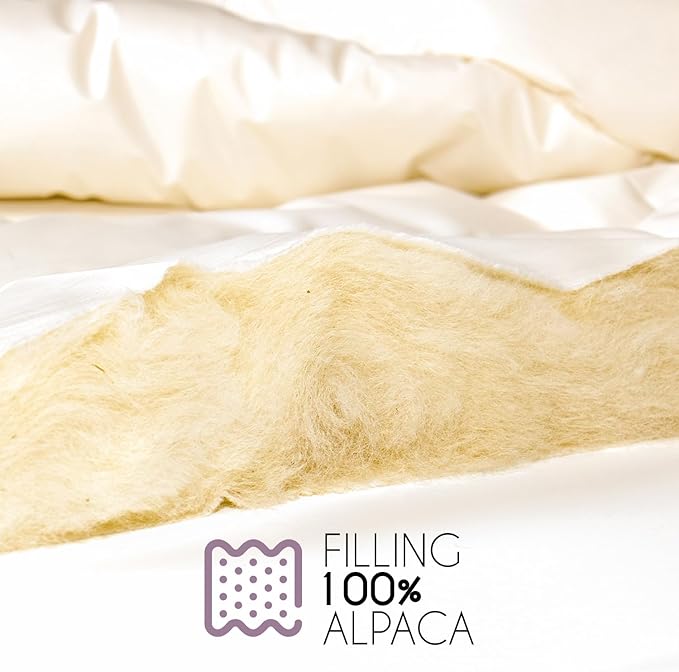 Twin All-Season Warm Fine Alpaca Duvet - Premium Cotton Cover, 4,66 lb Filling, Ideal for Year-Round Comfort, Lightweight & Temperature-Regulating, 70 x 92 inches