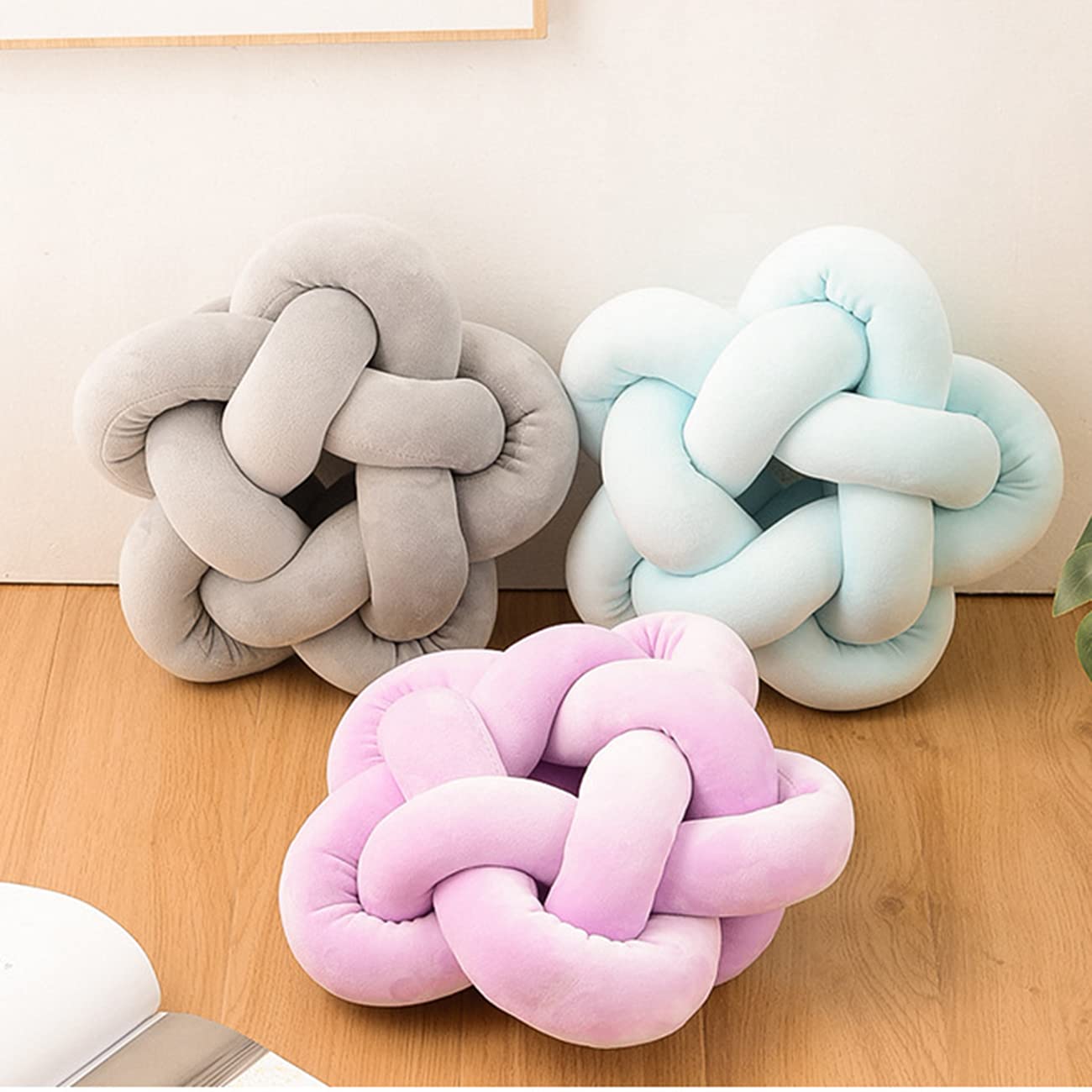 Wadser Knot Plush Throw Pillow Kids Handmade Knotted Star Pillow Soft Sofa Lumbar Cushion Stuffed Cushion Home Office Children Room Decor, Emerald Green