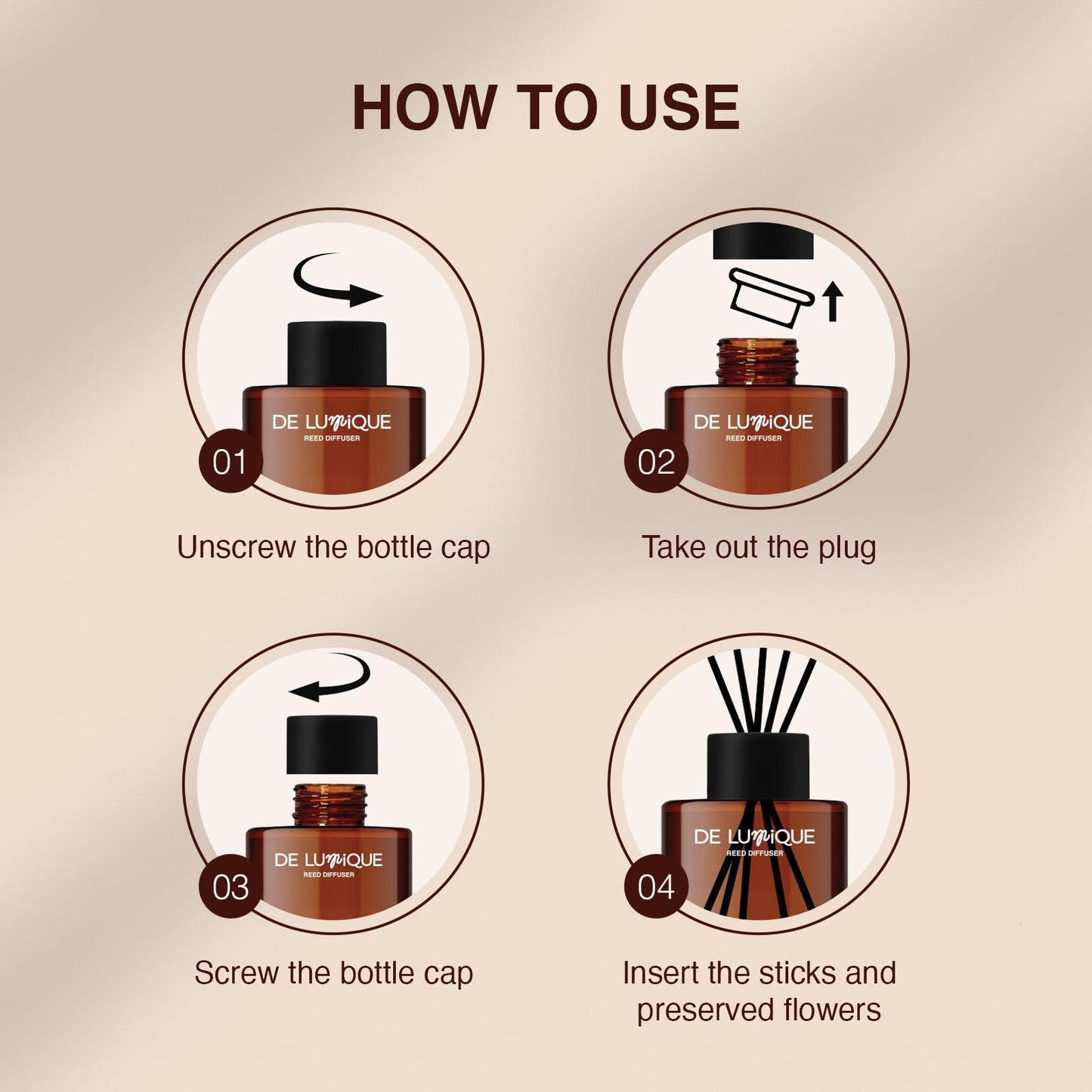 De Lumique Wildwood Scent Reed Diffuser – Home Fragrance Diffuser with Pine, Suede, Patchouli & Sandalwood – Long Lasting Diffusers for Home Scented Aroma Sticks – 150ml