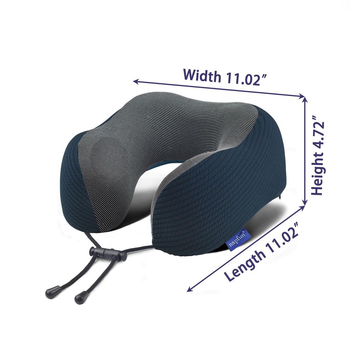 napfun Neck Pillow for Travel with Travel Pouch, Sleep Mask & Earplugs, Memory Foam Airplane Pillow for Headrest Sleep with Eyeshades, Plane Essentials with Eye Blindfold, Black Striped Kit