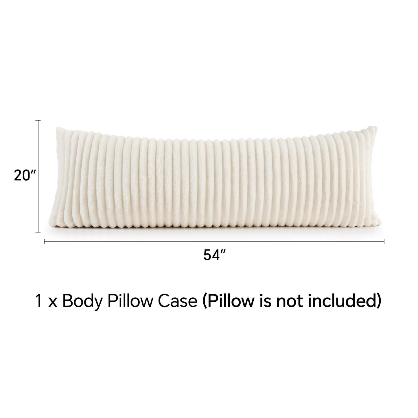 BEDELITE Fluffy Faux Fur Body Pillow Cover with Zipper, Luxury Plush 3D Striped Pillow Cover 20x54 Inches, Super Soft and Cozy Long Body Pillow Pillowcase for Bed Sofa Couch Room Decor(Cream White)