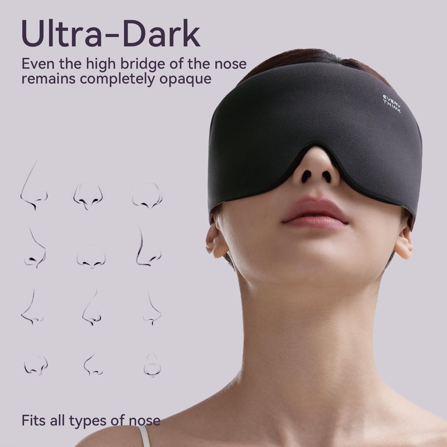 EVERY THINK Sleep Mask for Men Women - Eye Masks for Sleep, 100% Blackout Eye Covers for Sleeping, Eye Mask for Lash Extensions, 3D Zero Eye Pressure Travel Eye Mask Blindfold for Side Sleeper