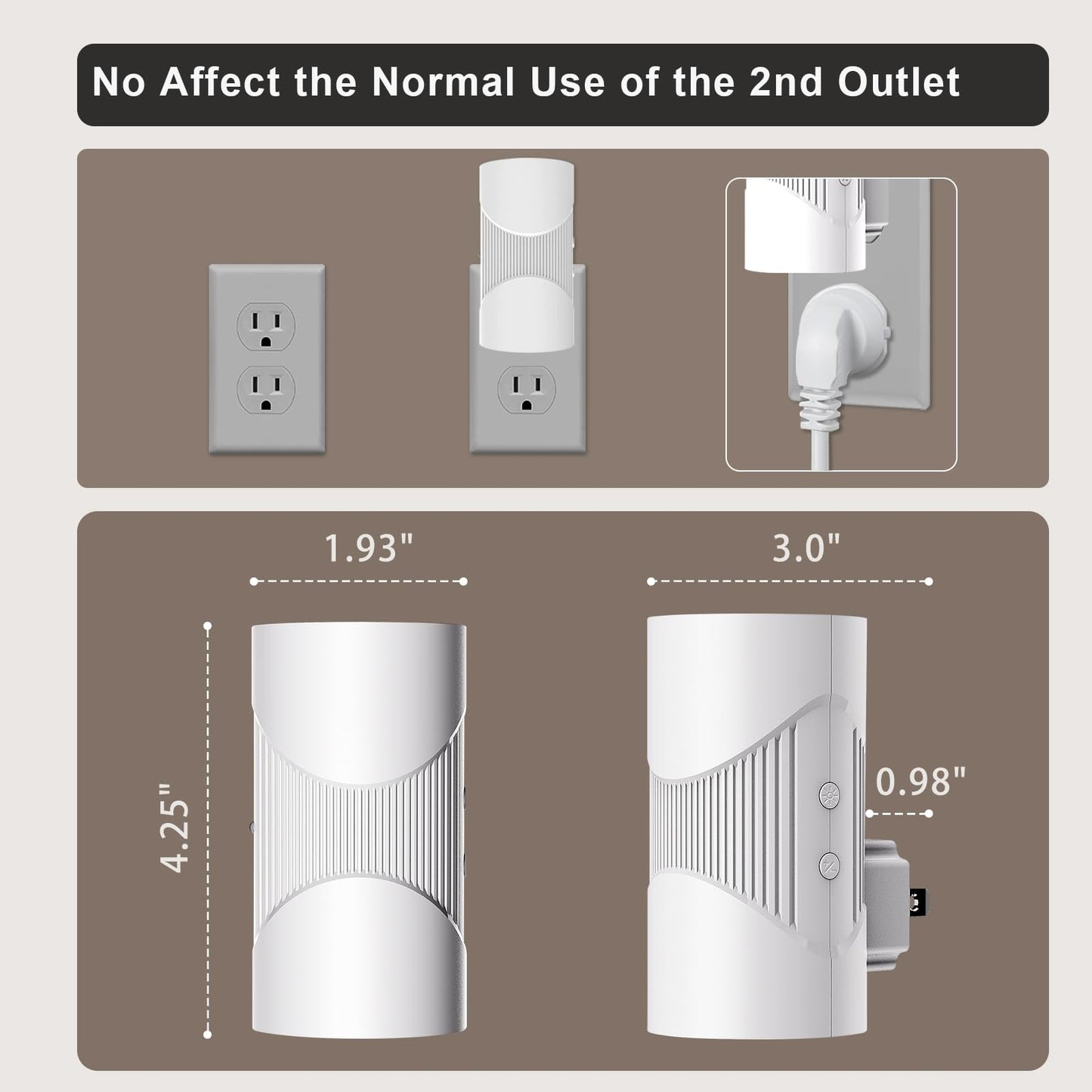 easuntec Night Light, Night Lights Plug into Wall, Warm Led Night Light, Dusk to Dawn Light Sensor, 3 Light Modes, Dimmable Night Lights for Bedroom Bathroom Hallway Kitchen Stairs (White, 2 Pack)