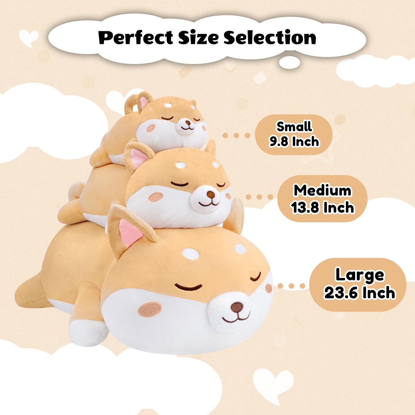 Finebee Weighted Shiba Inu Stuffed Animals, Cute Weighted Dog Plush, Soft Comfort Stuffed Weighted Shiba Inu Plushie Gifts for Kids & Adults (9.8" 0.8Lbs)