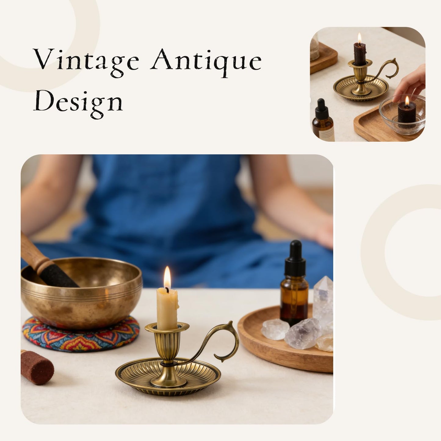 Candle Holder with Handle, Antique Candle Holder – Centerpiece for Party Tables, Wedding Table & Home Decor Gift (4.72×1.97×2.56 Inches)