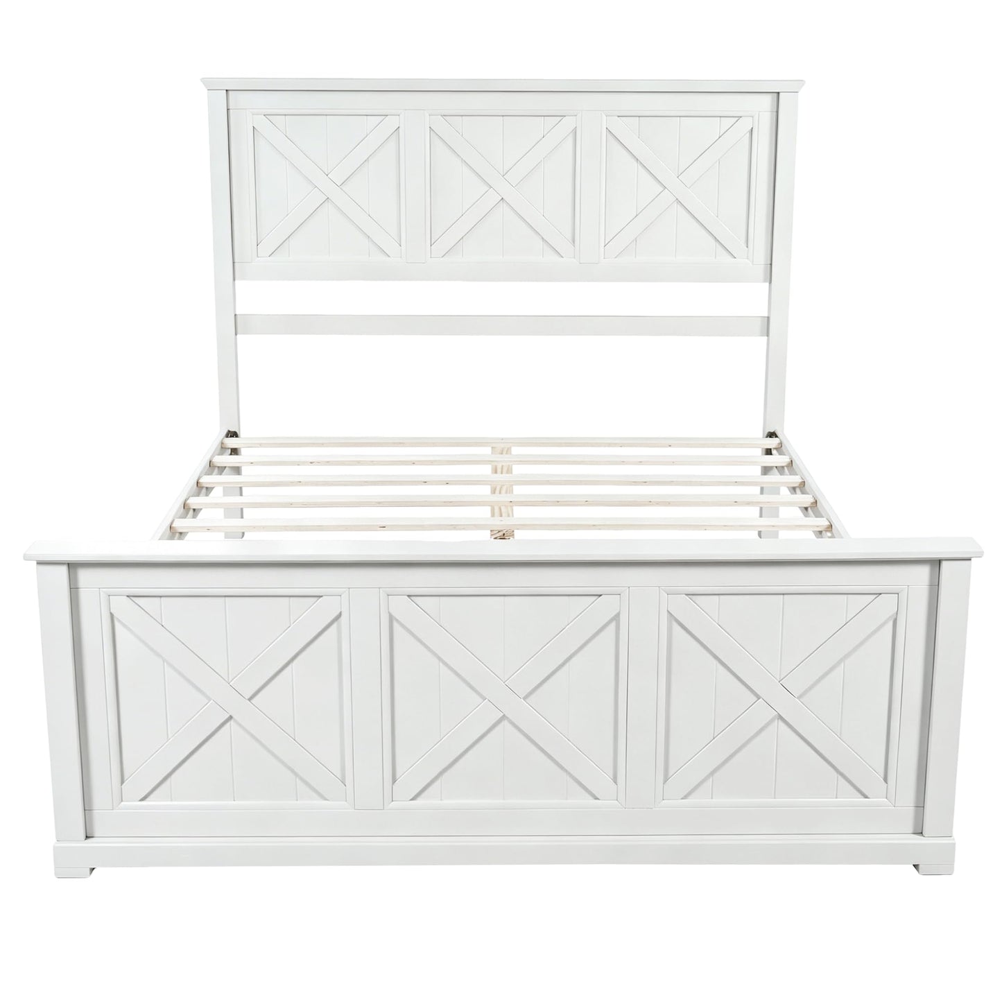Harper & Bright Designs 4 Piece Bedroom Set, Rustic Queen Size Bedroom Furniture Sets with Storage Nightstands and 1 Dresser, Bedroom Furniture Sets with Wood Platform Bed Frame for Bedroom, White