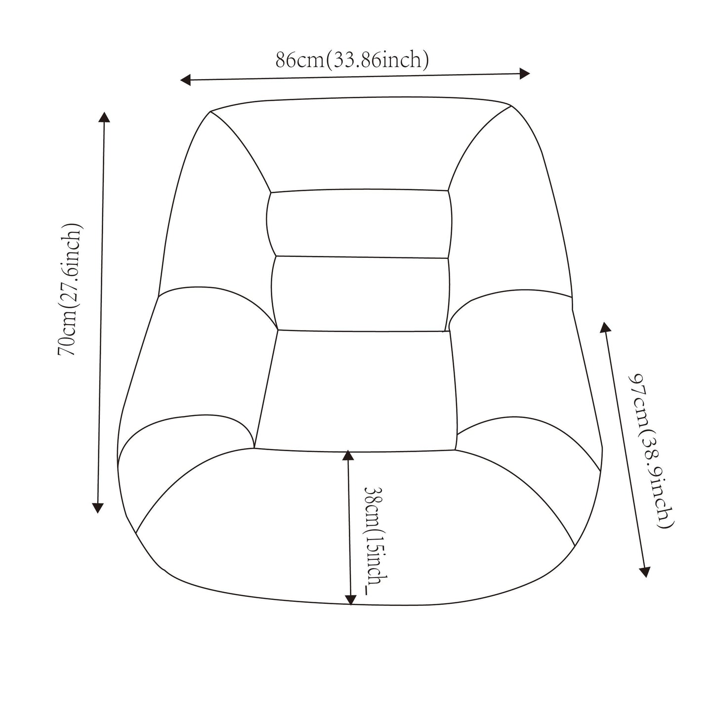 KEIKI Large Bean Bag Chair, Oversized Beanbag Lazy Sofa Chair for Adults & Kids, Space Saving Cozy Corduroy Cloud Couch for Living Room Reading, No Assembly Required Accent Chaise Lounge Indoor, Blue