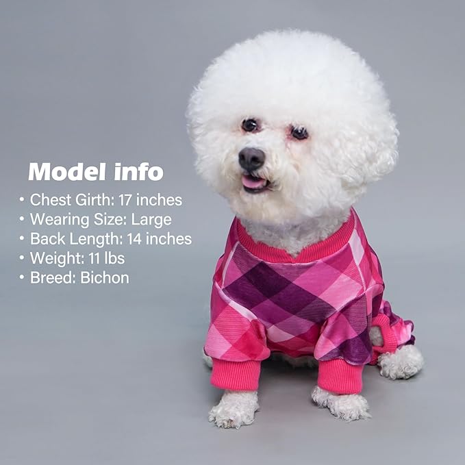 KYEESE Dog Pajamas Medium Sized Dog Comfy Pet Clothes Soft Coat Stretchy Onesie Lightweight Pjs Velvet Jammies,Pink, XX-Large