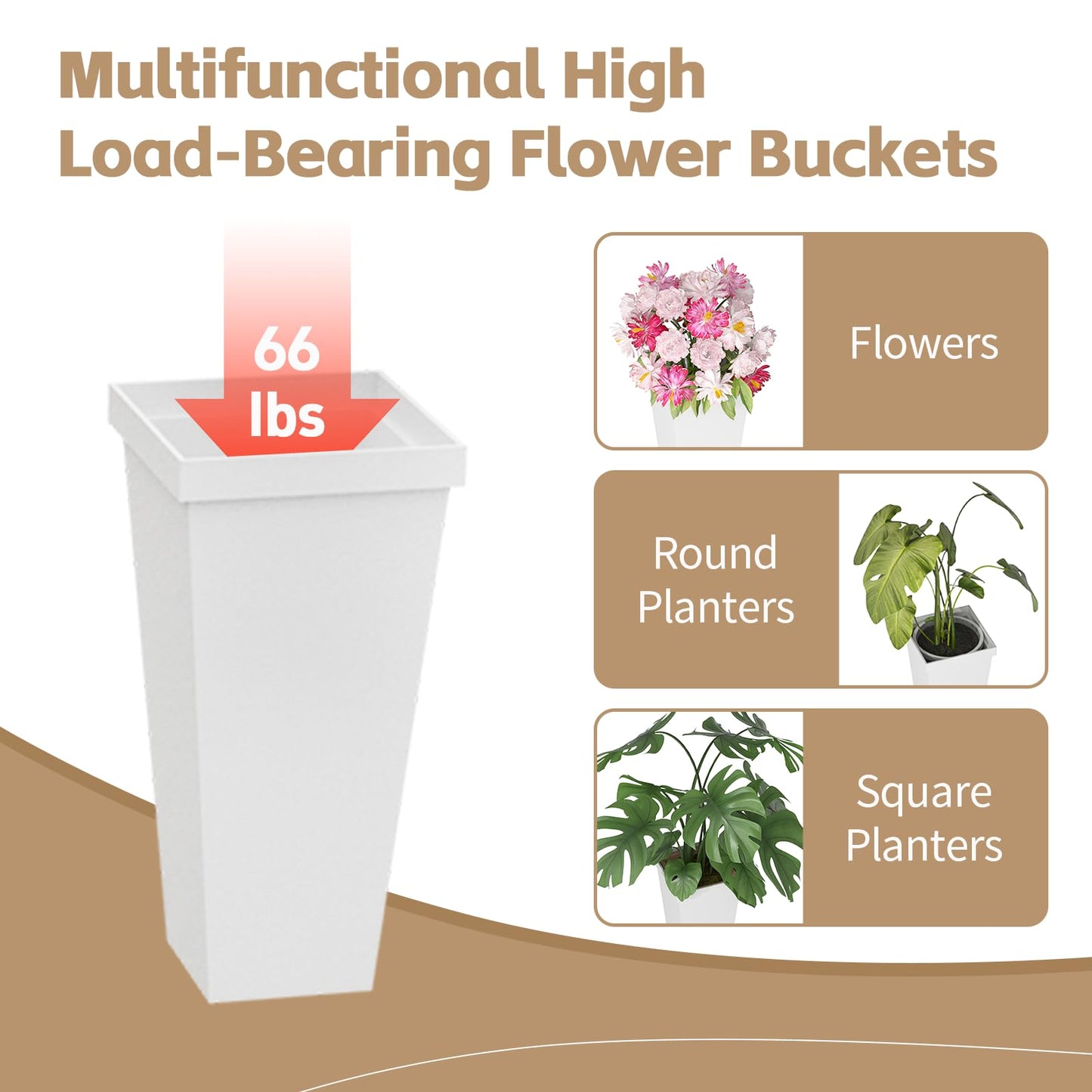 MILEFA Flower bar Stand with Buckets, Moving Flower Display Stand with Wheels, Metal Flower Cart for Bridal Shower. Wedding, Party, Garden, Gold