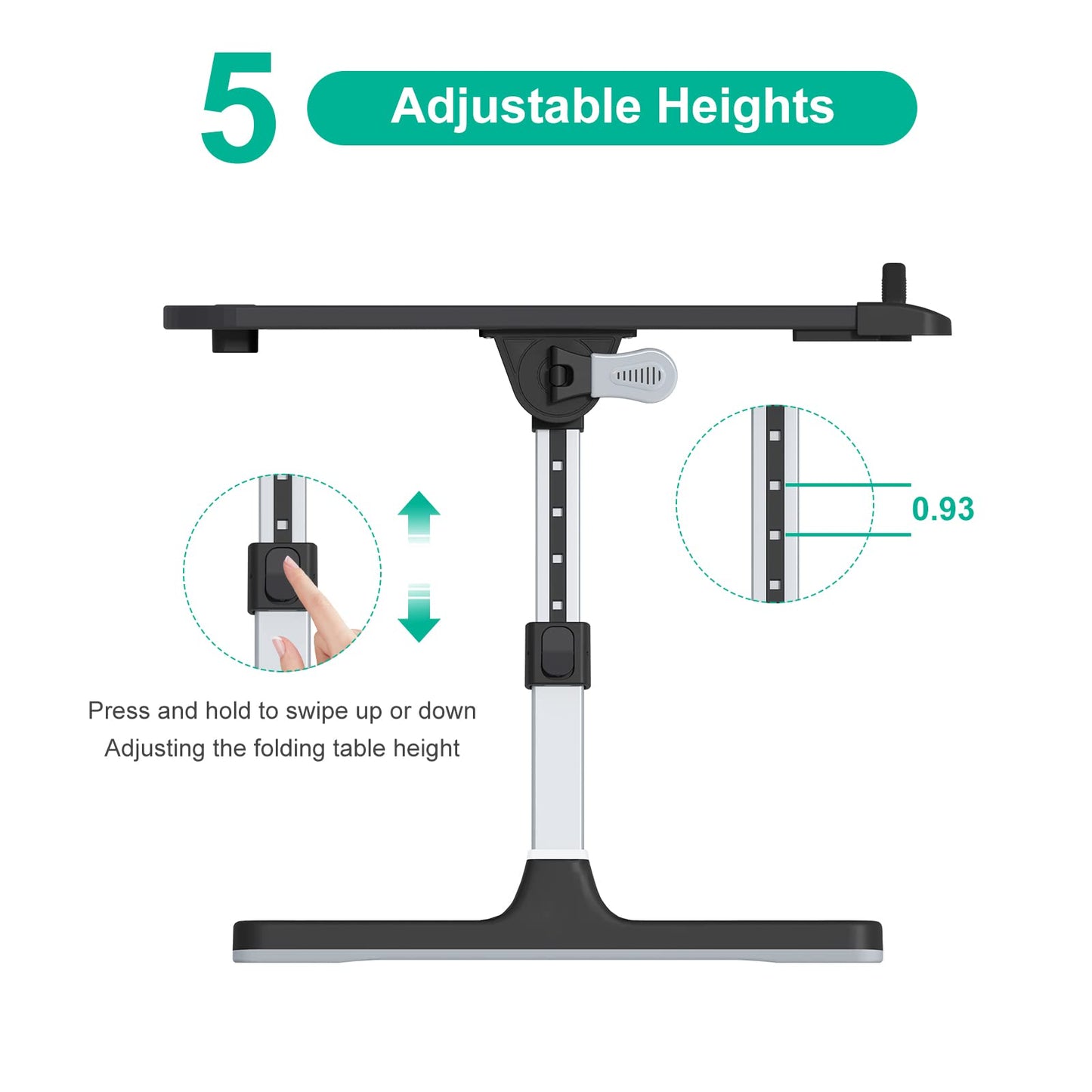 KLEAR Foldable Laptop Bed Tray Desk, Adjustable Laptop Bed Table with Heights and Angles, Upgraded-Sturdy Laptop Lap Desk for Bed/Sofa/Couch/Floor, Lap Tablet Desk (NO Drawer,Black)